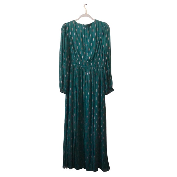 Modcloth Enchanting Evening Maxi Dress NWT Emerald Green and Gold Floor Length - Picture 4 of 16